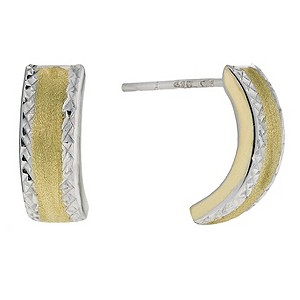 Silver and 9ct Gold Bonded Crescent Earrings