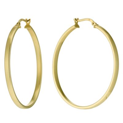 Together Bonded Silver & 9ct Gold Creole 35mm Earrings