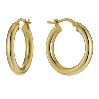 Silver and 9ct Gold Bonded Creole Tube Earrings