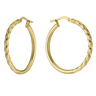 Together Bonded Silver & 9ct Gold Half Twist Creole Earrings - Product number 9689508
