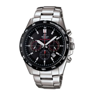 casio edifice men's solar powered steel bracelet watch