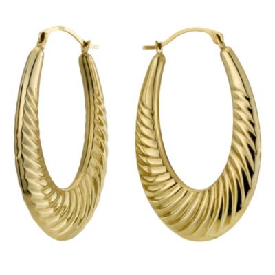 Together Bonded Silver & 9ct Gold Oval Twist Creole Earrings
