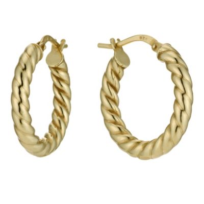 Together Bonded Silver & 9ct Gold Twist Creole Earrings