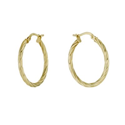 Together Bonded Silver & 9ct Gold 20mm Twist Creole Earrings