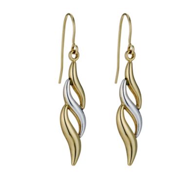 Together Bonded Silver & 9ct Yellow Gold Flame Drop Earrings