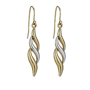 Together Bonded Silver & 9ct Yellow Gold Flame Drop Earrings