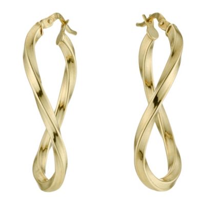 Together Bonded Silver & 9ct Gold Twist Creole Earrings