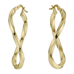 Together Bonded Silver & 9ct Gold Twist Creole Earrings