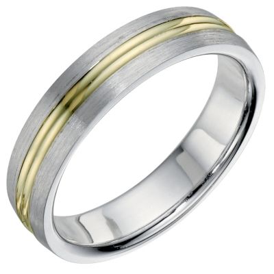 Bonded Silver & 9ct Gold 5mm Men's Band - Product number 9691960