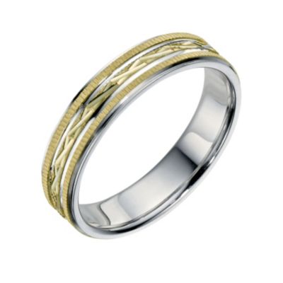 Together Bonded Silver and 9ct Yellow Gold 5mm Patterned