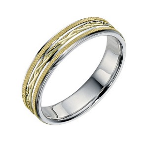 Together Bonded Silver and 9ct Yellow Gold 5mm Patterned