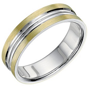 Bonded Silver & 9ct Gold 6mm Men's Band