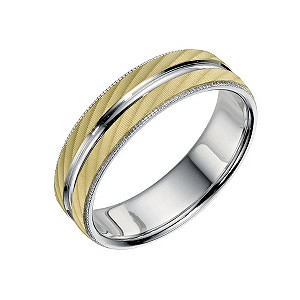 Together Bonded Silver and 9ct Yellow Gold 6mm Patterned