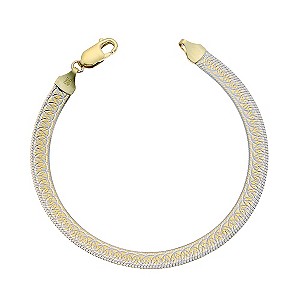 Bonded Silver & 9ct Gold Swirl Herringbone Bracelet