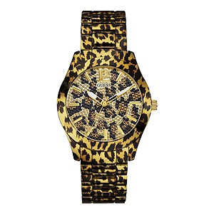 Guess Ladies' Animal Print Stone Set Bracelet Watch