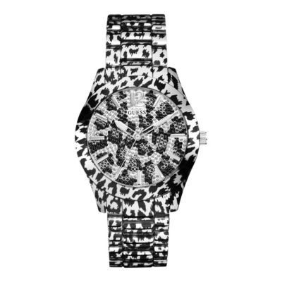Guess Ladies' Animal Print Silver Bracelet Watch - Product number 9694560