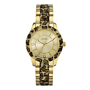 Guess Ladies' Leopard Print Sparkle Dial Bracelet Watch