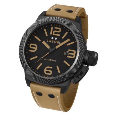 TW Steel men's automatic black ion plated tan strap watch - Product number 9696881