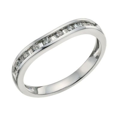 18ct white gold fifth carat baguette and round diamond ring - Product number 9701982