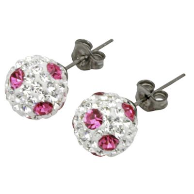 Tresor Paris Palings 8mm pink & white crystal stud earrings - Product number 9704051
