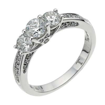 18 carat white gold 1 carat triple diamond ring - Product number 9708804
