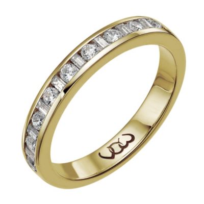 18ct gold third carat baguette & round diamond channel ring - Product number 9710140