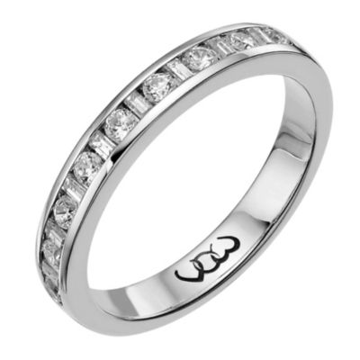 9ct white gold third carat baguette & round diamond ring - Product number 9710531
