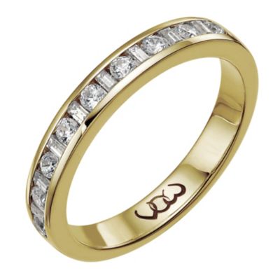 9ct gold third carat baguette & round channel diamond ring - Product number 9710930