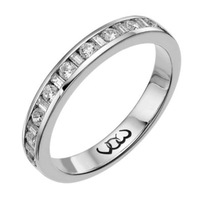 Palladium third carat baguette & round channel diamond ring - Product number 9711333