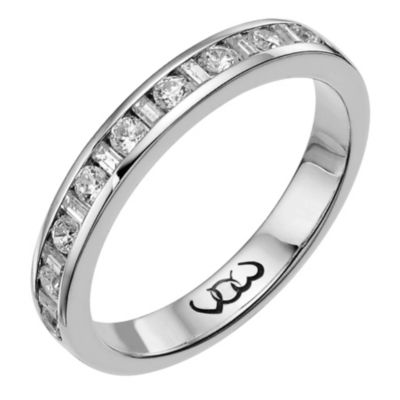 Platinum third carat baguette & round diamond channel ring - Product number 9711732