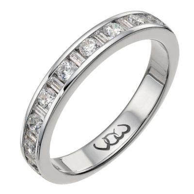 Platinum half carat baguette and round diamond channel ring - Product number 9714103