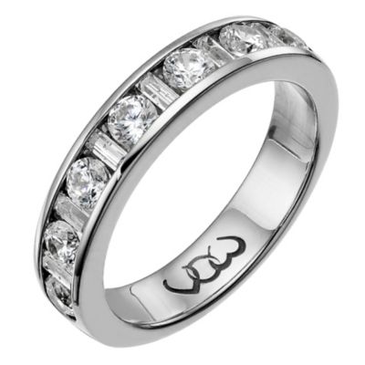 18ct white gold one carat baguette and round diamond ring - Product number 9714499