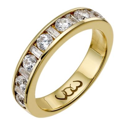18ct gold one carat baguette and round diamond channel ring - Product number 9714936