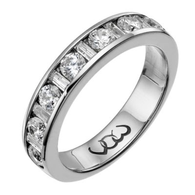 9ct white gold one carat baguette and round diamond ring - Product number 9715320