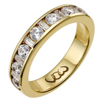 9ct gold one carat baguette and round diamond channel ring - Product number 9715738