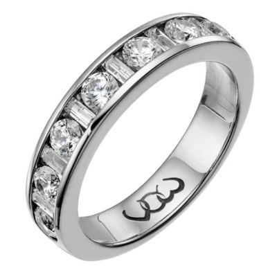 Palladium one carat baguette and round diamond channel ring - Product number 9716114