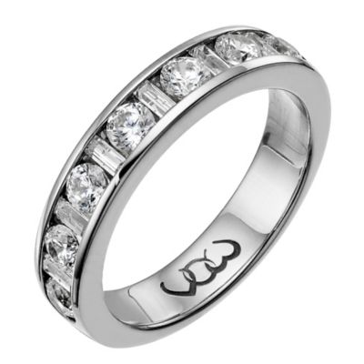 Platinum one carat baguette and round diamond channel ring - Product number 9716505