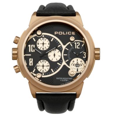 Police Men's Rose Gold Black Strap Watch - Product number 9716637