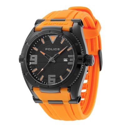 Police Men's Black Dial & Orange Strap Watch - Product number 9716769