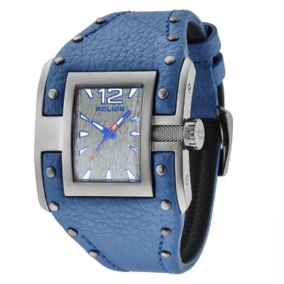 Police Men's Rectangle Blue Strap Watch - Product number 9716807