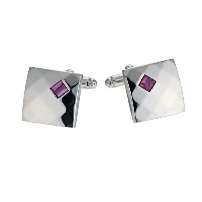 H Samuel Domed Red Abalone Cufflinks