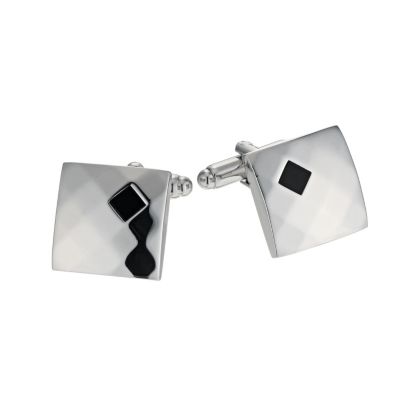 H Samuel Domed Onyx Set Cufflinks