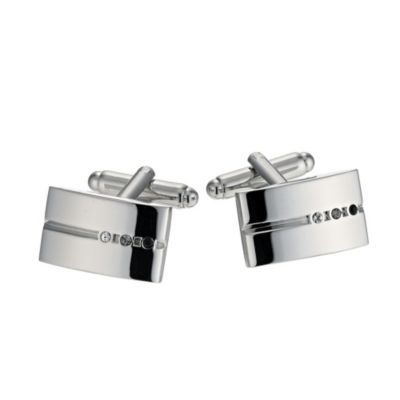 Black Tonal Crystal Groove Cufflinks