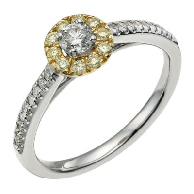 18 carat white gold & gold plated 1/2 carat halo solitaire - Product number 9717404