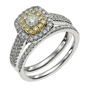 18 carat white  yellow gold 1 carat diamond bridal set - Product ...
