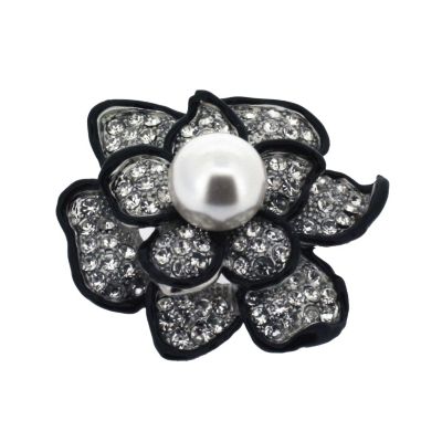 Stone Flower Pearl Brooch