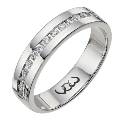 9ct white gold quarter carat diamond set 5mm ring - Product number 9719067