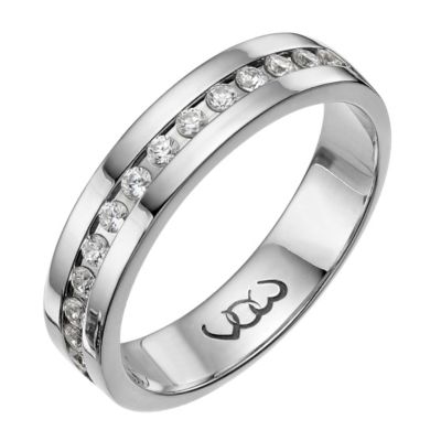 18ct white gold third carat diamond set 5mm ring - Product number 9720138