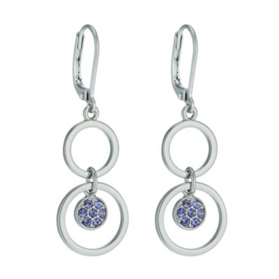Radiance With Purple Swarovski Crystal Circle Drop Earrings