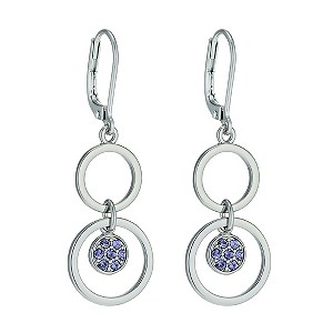 Radiance With Purple Swarovski Crystal Circle Drop Earrings